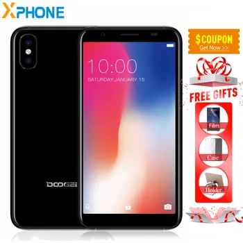 

DOOGEE X55 Smartphone 5.5"18:9 MT6580 Quad Core Smartphone 1GB RAM 16GB ROM Android 7.1 Dual Cameras Fingerprint ID Mobile Phone