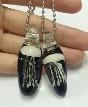 FREE SHIPPING 2PCS 100% handcraft White Jellyfish New Hand Blown Glass Pendant Black Tentacles Necklace Black Rope
FREE SHIPPING 2PCS 100% handcraft White Jellyfish New Hand Blown Glass Pendant Black Tentacles Necklace Black Rope