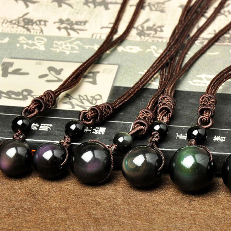Black Obsidian Rainbow Eyes Beads Ball Pendants Necklaces Natural Stone Lucky Handmade Wave Rope Chain Necklaces Party Gifts
Black Obsidian Rainbow Eyes Beads Ball Pendants Necklaces Natural Stone Lucky Handmade Wave Rope Chain Necklaces Party Gifts