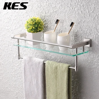 KES A2225-2 SUS304 Stainless Steel Bathroom Glass Shelf Wall Mount with Towel Bar and Rail, Brushed Finish
KES A2225-2 SUS304 Stainless Steel Bathroom Glass Shelf Wall Mount with Towel Bar and Rail, Brushed Finish