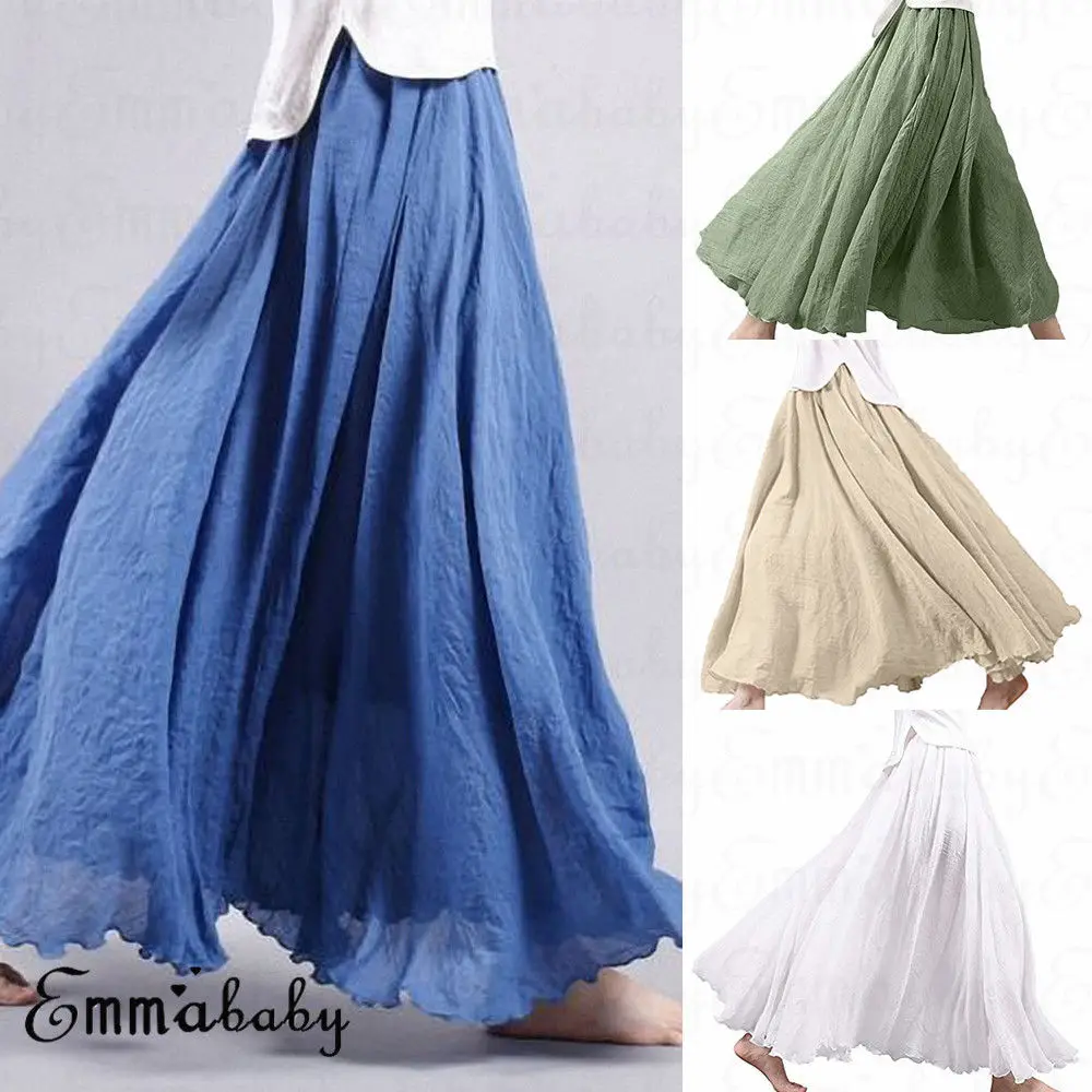 New Fashion Women Elegant Maxi Skirt Cotton Linen Holiday Summer High Waist Long Skirt Lady Casual Vintage Ethnic Skirt
New Fashion Women Elegant Maxi Skirt Cotton Linen Holiday Summer High Waist Long Skirt Lady Casual Vintage Ethnic Skirt
