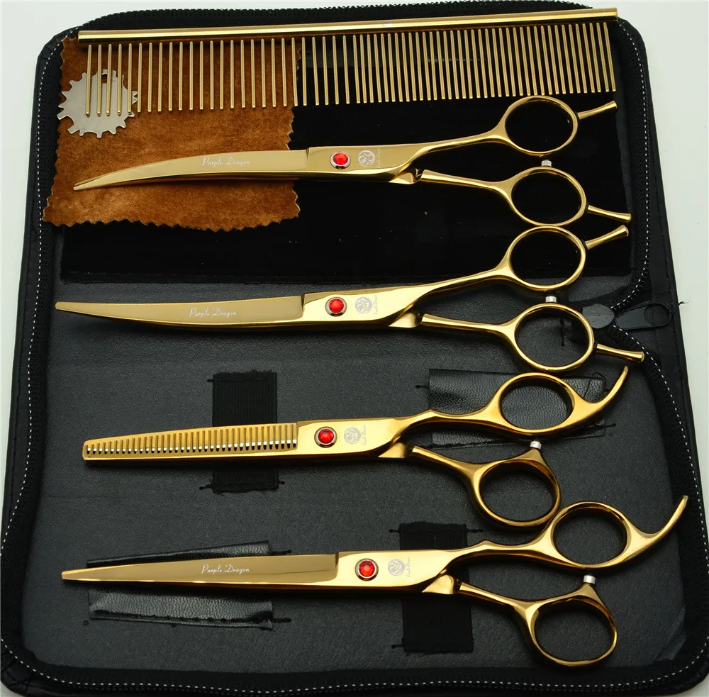 5Pcs Set 7" 19.5cm Golden Professional Hair Hairdressing Scissors Comb+ Cutting Shears + Thinning +UP/Down Curved Shears
5Pcs Set 7" 19.5cm Golden Professional Hair Hairdressing Scissors Comb+ Cutting Shears + Thinning +UP/Down Curved Shears