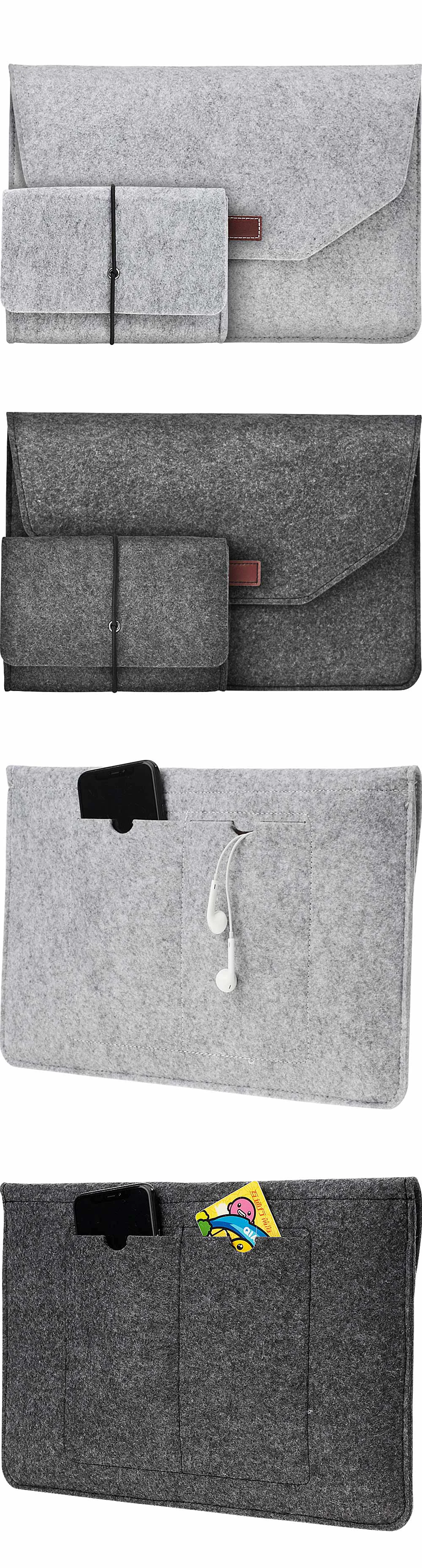 Soft for Macbook Air 13 Pro 13 2018 Laptop Sleeve Case Wool Felt for Macbook 11 12 13 15 A1707 A1989 A1990 USB Charge Mouse Bag (1)