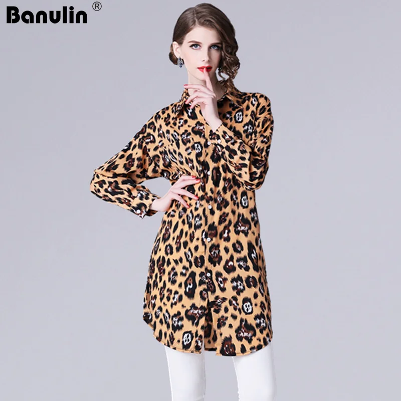 Banulin 2019 Runway Women Blouse Leopard Print Shirt Long sleeve Turn-down Collar Tops Plus Size Camisa Feminina Clothing
Banulin 2019 Runway Women Blouse Leopard Print Shirt Long sleeve Turn-down Collar Tops Plus Size Camisa Feminina Clothing
