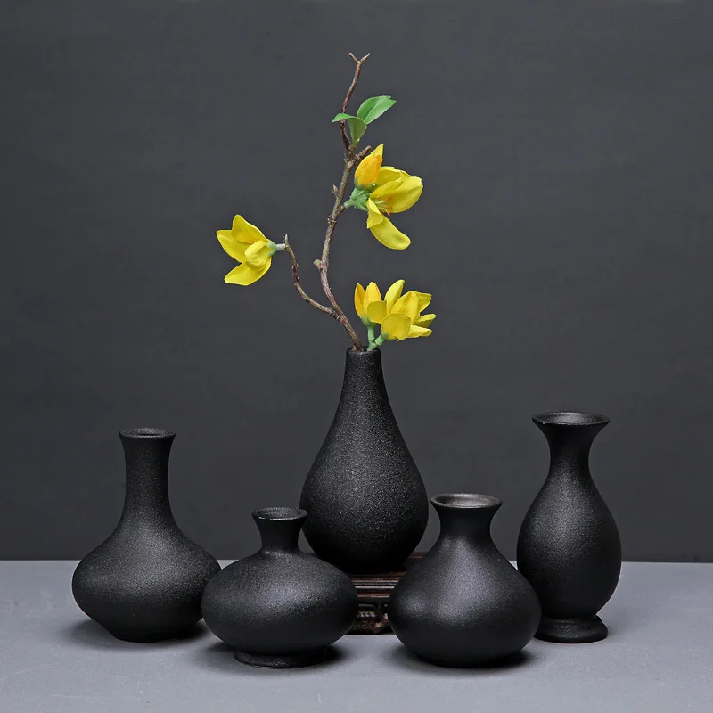 Simple Retro Black Ceramic Flower Vase Dried Fresh Hydroponic Flower Jardiniere Living Roome Home Decor Small Teahouse Ornaments
Simple Retro Black Ceramic Flower Vase Dried Fresh Hydroponic Flower Jardiniere Living Roome Home Decor Small Teahouse Ornaments