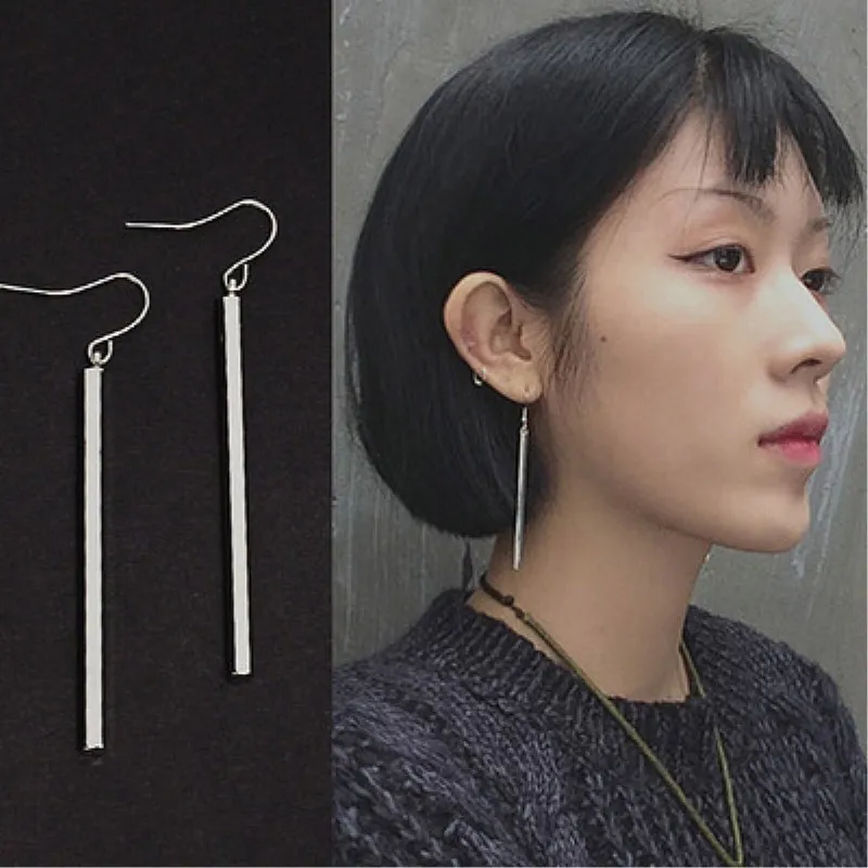 Boucle D'oreille Simple Metal Long Tassel Earrings for Women Gold Color Geometric Square Drop Earings Fashion Jewelry Oorbellen |