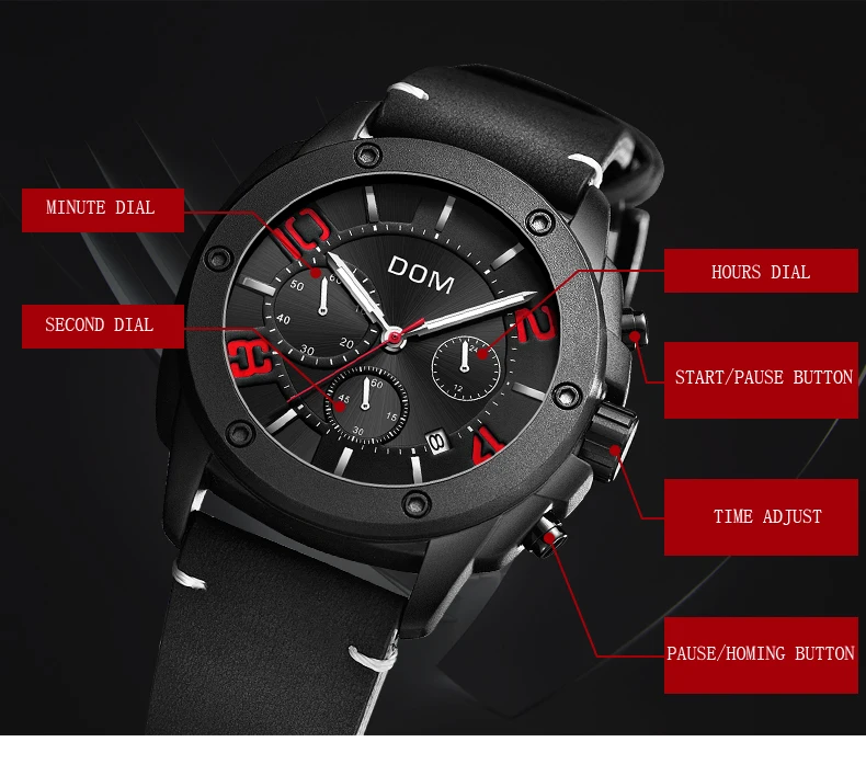 DOM 2019 New Sports Men Watches Top Brand Luxury Chronograph Quartz Watch Men Waterproof Watch Clock Relogio Masculino M-1229L HTB1inBMXG5s3KVjSZFNq6AD3FXa8