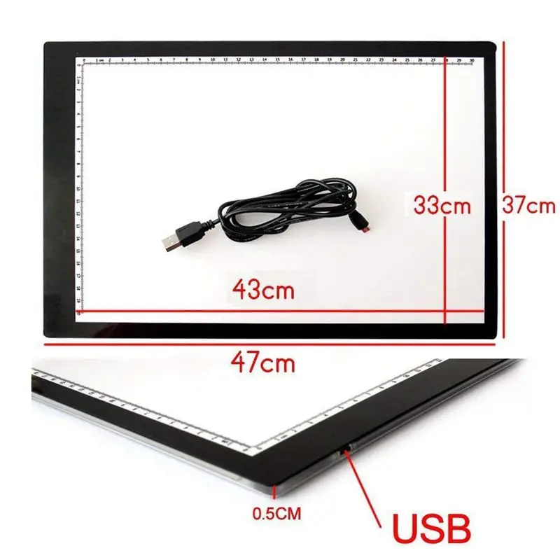 LED A3 Light Box Pad Ultra Slim Brightness Adjustable Art Craft Drawing Tracing Tattoo Board Lightbox | Компьютеры и офис
