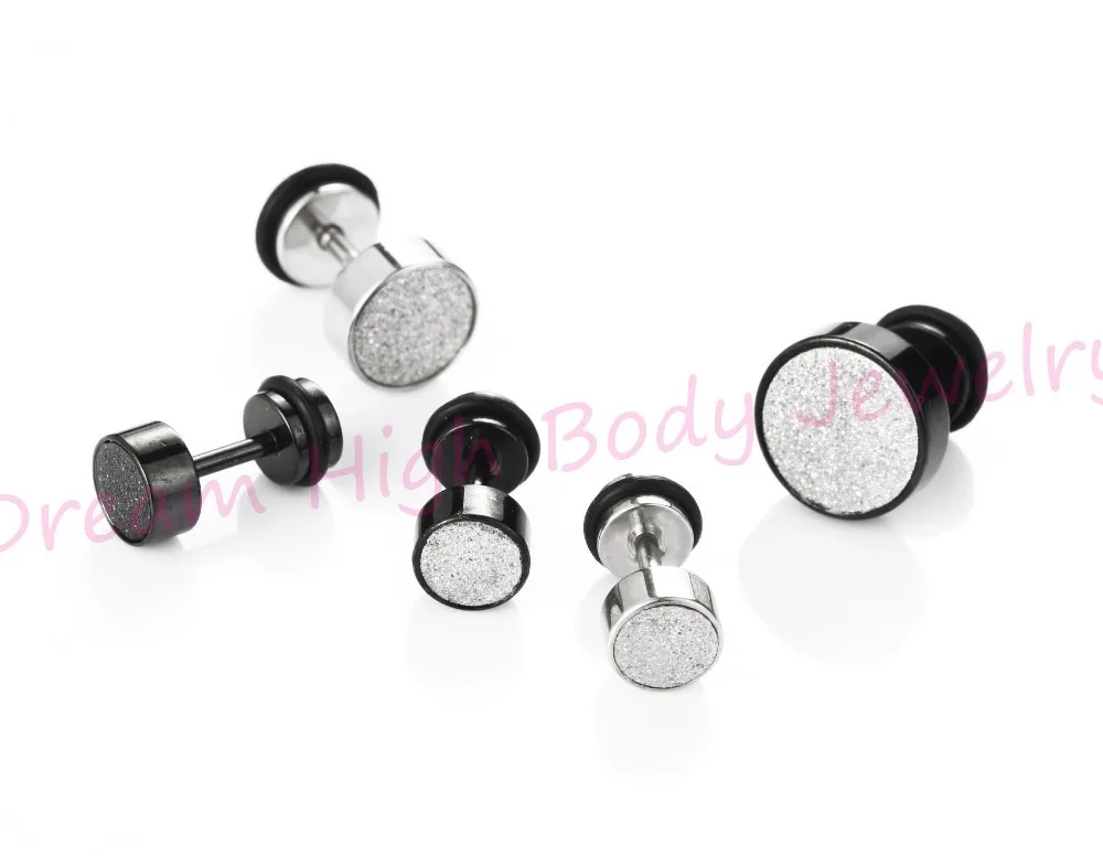 Newest frosted Man Ear Studs Barbell Punk Gothic Stainless Steel Earrings Black Siver 6MM 8mm 10mm Fake Ear Plugs Round
Newest frosted Man Ear Studs Barbell Punk Gothic Stainless Steel Earrings Black Siver 6MM 8mm 10mm Fake Ear Plugs Round
