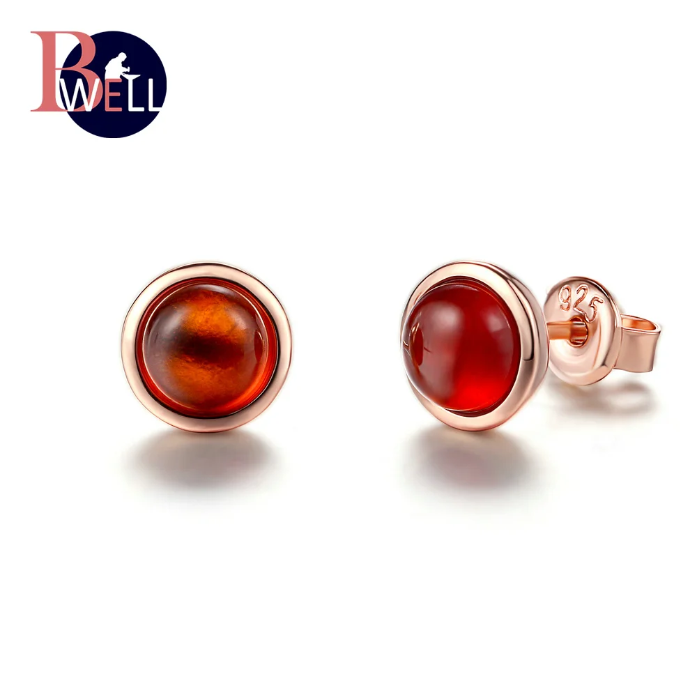 Bwell Simple Round Natural Gemstone Red Garnet Stud Earrings 925 Sterling Silver Rose Gold Plated Fine Jewelry For Women BWEI022
Bwell Simple Round Natural Gemstone Red Garnet Stud Earrings 925 Sterling Silver Rose Gold Plated Fine Jewelry For Women BWEI022