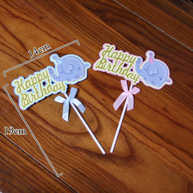 2pcs-Gold-Glitter-Happy-Birthday-Cake-Topper-Elephant-Paper-Cupcake-Topper-For-Kids-Birthday-Party-Cake (5)