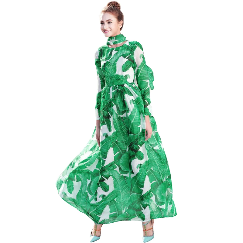 S-Xxxl High Quality 2018 Summer Brand Ladies New Fashion Banana Leaves Printed Thin Long Sleeves Women Dress Free Shipping
S-Xxxl High Quality 2018 Summer Brand Ladies New Fashion Banana Leaves Printed Thin Long Sleeves Women Dress Free Shipping