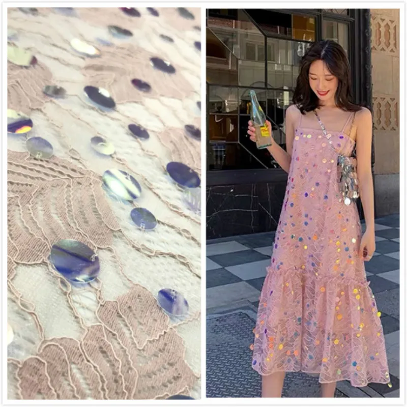 1yard 18MM sequin Lace fabric for Spring and Summer women's dress costume lace fabric
1yard 18MM sequin Lace fabric for Spring and Summer women's dress costume lace fabric
