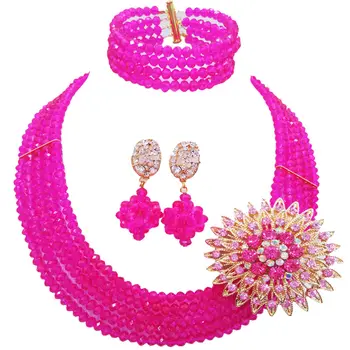 Majalia Classic Fashion Nigeria Wedding Africa Beads Jewelry Set Hot Pink Necklace Bracelet Bridal Jewelry Sets MH-15
Majalia Classic Fashion Nigeria Wedding Africa Beads Jewelry Set Hot Pink Necklace Bracelet Bridal Jewelry Sets MH-15