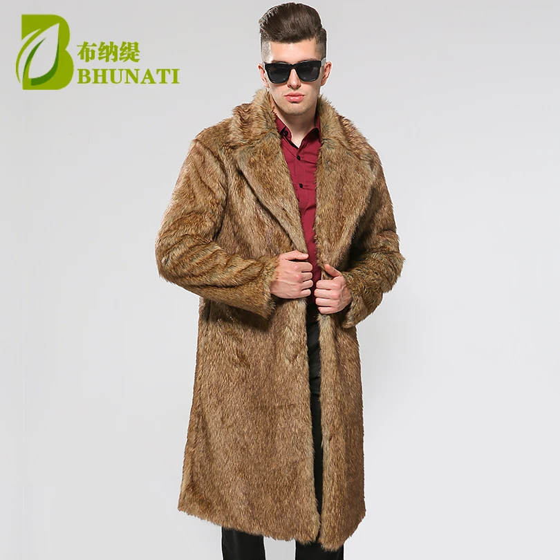 

BHUNATI Mens Faux Fur Coats Jacket Fur Men Black Yellow 6XL Thick Fake Fur Coat Men Long Jacket Faux Fur Leather Coats For Men