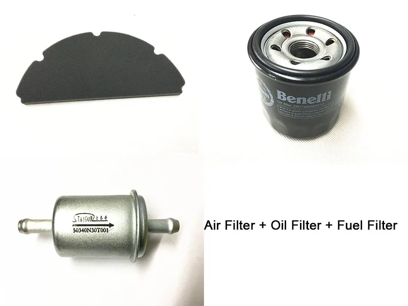 Oil filter + Air filter + Fuel filter / Filter kit for Benelli BN600 TNT600 Stels 600 Keeway RK6 / BN TNT 600 GT
Oil filter + Air filter + Fuel filter / Filter kit for Benelli BN600 TNT600 Stels 600 Keeway RK6 / BN TNT 600 GT