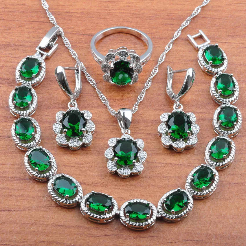 2019 New Bridal Costume Green Zirconia 925 Sterling Silver Jewelry Set Dangle Earrings Necklace Pendant Rings Bracelet JS0401
2019 New Bridal Costume Green Zirconia 925 Sterling Silver Jewelry Set Dangle Earrings Necklace Pendant Rings Bracelet JS0401