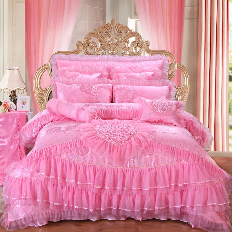 Luxury wedding bedding set 4/6/9pcs silk cotton Jacquard duvet cover red pink lace bedlinen bedspread
Luxury wedding bedding set 4/6/9pcs silk cotton Jacquard duvet cover red pink lace bedlinen bedspread