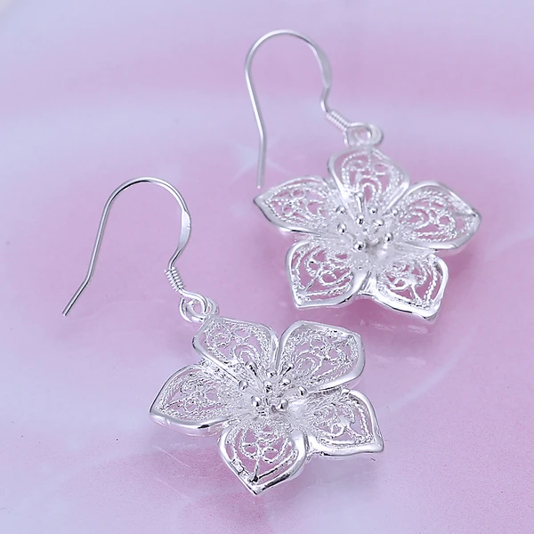 925 sterling silver women jewelry 2015 earring stud fancy finding dropping pendant brincos hollow out flower drop earrings CE035
925 sterling silver women jewelry 2015 earring stud fancy finding dropping pendant brincos hollow out flower drop earrings CE035
