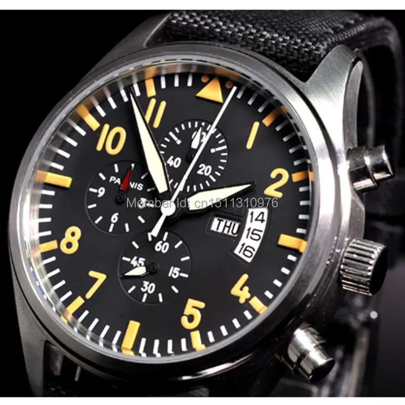 parnis black dial orange marks vintage style day date quartz Full chronograph mens watch 22
parnis black dial orange marks vintage style day date quartz Full chronograph mens watch 22