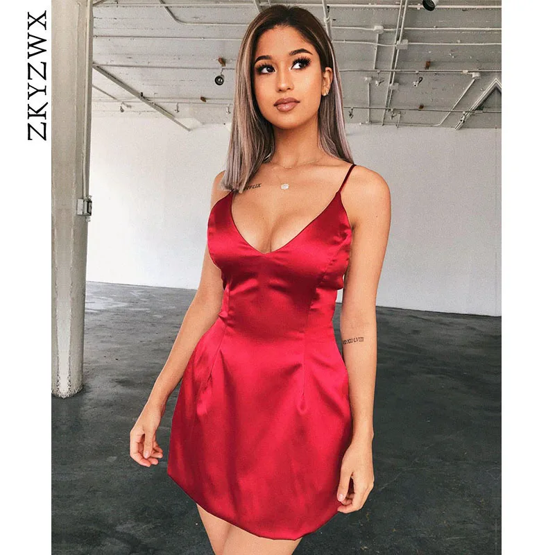 ZKYZWX Spaghetti Strap Satin Mini Dress Summer Clothes For Womens Party Night Club Wear Deep-V Neck Slim Sexy Backless Dresses
ZKYZWX Spaghetti Strap Satin Mini Dress Summer Clothes For Womens Party Night Club Wear Deep-V Neck Slim Sexy Backless Dresses