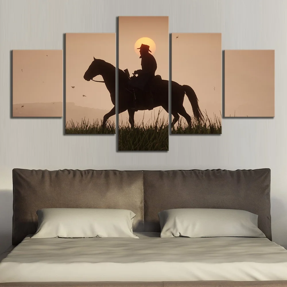 5 Piece Canvas Paintings Red Dead Redemption 2 Games Poster Gutch's Gang Arthur Morgan Western Games Wall Art for Home Decor
5 Piece Canvas Paintings Red Dead Redemption 2 Games Poster Gutch's Gang Arthur Morgan Western Games Wall Art for Home Decor