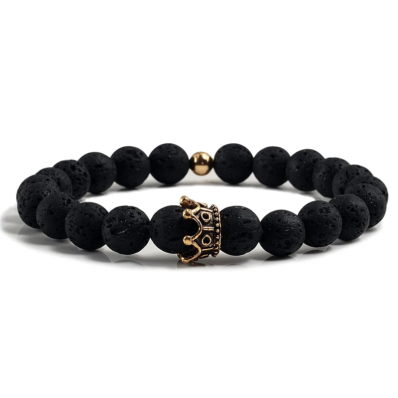 Charm Lava Stone Beaded Men Bracelets & bangles Women Jewelry Metal Crown Elastic Leather Rope Yoga Bracelet Lot Pulcera Mujer
Charm Lava Stone Beaded Men Bracelets & bangles Women Jewelry Metal Crown Elastic Leather Rope Yoga Bracelet Lot Pulcera Mujer