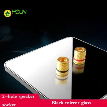 Type 86 black mirror glass 2-hole speaker Socket audio interface audio signal socket terminal panel
Type 86 black mirror glass 2-hole speaker Socket audio interface audio signal socket terminal panel