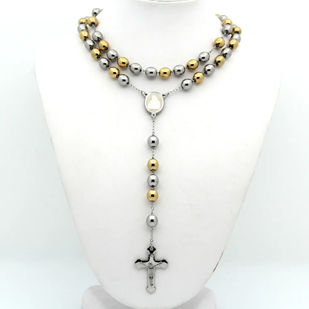 8MM Men's Rosary Pendant Necklace Cross Necklace Charms 2 Color Gold Titanium Steel Ball Chain Beckham For Men Fashion Jewelry
8MM Men's Rosary Pendant Necklace Cross Necklace Charms 2 Color Gold Titanium Steel Ball Chain Beckham For Men Fashion Jewelry