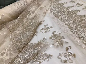 Nigerian Lace Fabric with glued glitter Sat-12.2318 French Embroidered lace fabric for party dress
Nigerian Lace Fabric with glued glitter Sat-12.2318 French Embroidered lace fabric for party dress