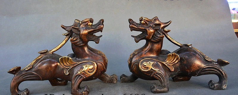 10" Old Chinese Bronze Gilt FengShui Wealth Pixiu Brave Troops Beast Statue Pair
10" Old Chinese Bronze Gilt FengShui Wealth Pixiu Brave Troops Beast Statue Pair