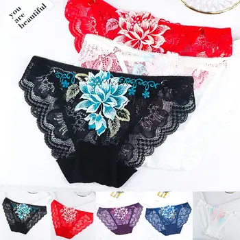 Women Low Waist Embroidery Briefs Underwear Sexy Lace Panties Transparent Briefs Seamless Panties Lingerie Women Female Pants
Women Low Waist Embroidery Briefs Underwear Sexy Lace Panties Transparent Briefs Seamless Panties Lingerie Women Female Pants