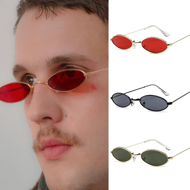 Фото Маленькие овальные женские солнцезащитные очки мужские ретро с - купить