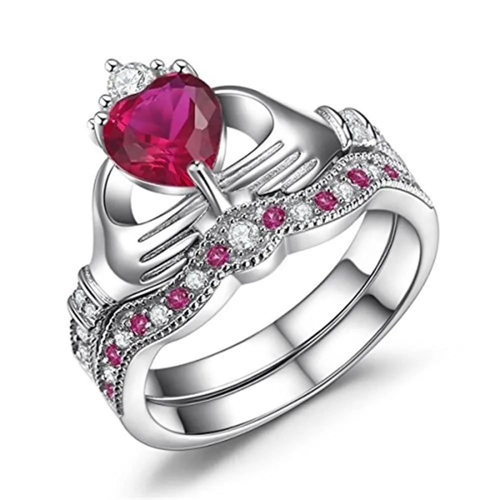Red Heart Stone Rings for Women Wedding Claddagh V-Shape Ring Set Silver Ring Luxury Jewelry Bague Femme Anillos Mujer O5H944
Red Heart Stone Rings for Women Wedding Claddagh V-Shape Ring Set Silver Ring Luxury Jewelry Bague Femme Anillos Mujer O5H944