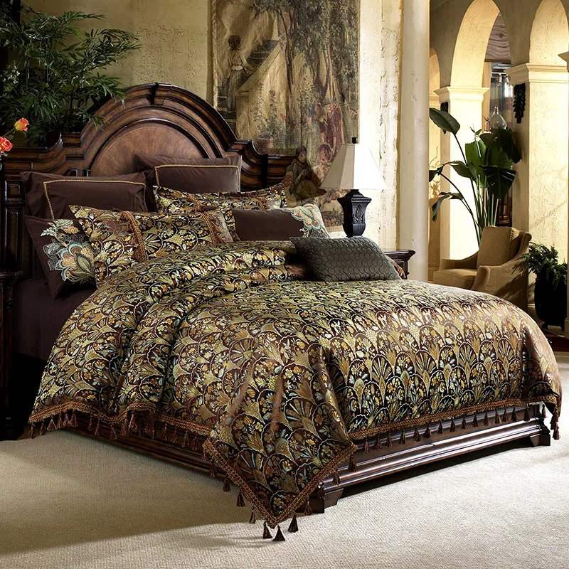 Luxury American Style Royal Embroidery Jacquard Silk Cotton Palace Bedding set Duvet cover Bed sheet/Linen Pillowcases 4/6/9pcs
Luxury American Style Royal Embroidery Jacquard Silk Cotton Palace Bedding set Duvet cover Bed sheet/Linen Pillowcases 4/6/9pcs