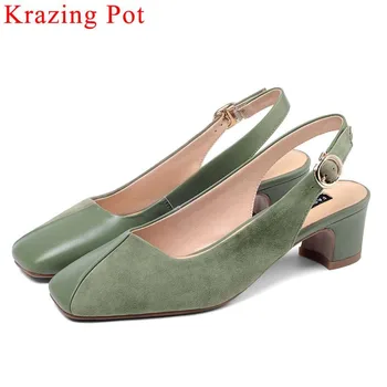 Krazing Pot young girl genuine leather chunky heels buckle strap classic square toe slingback women pumps dress party shoes L7f2
Krazing Pot young girl genuine leather chunky heels buckle strap classic square toe slingback women pumps dress party shoes L7f2