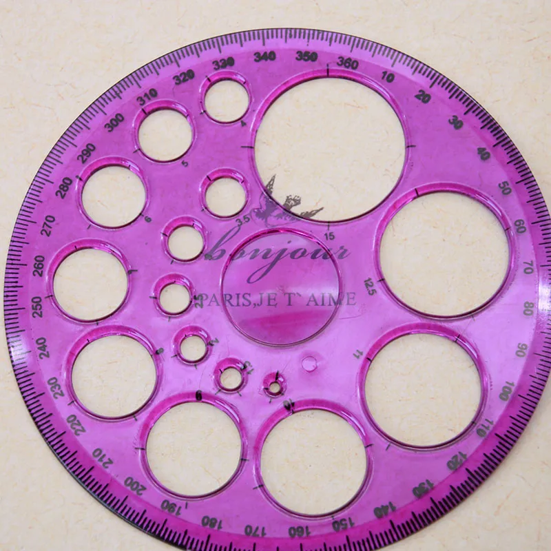 Round Pattern Patch Ruler 360 Degree Round Template Purple Plastic Ruler Children'S Drawing Stationery Office Supplies
Round Pattern Patch Ruler 360 Degree Round Template Purple Plastic Ruler Children'S Drawing Stationery Office Supplies