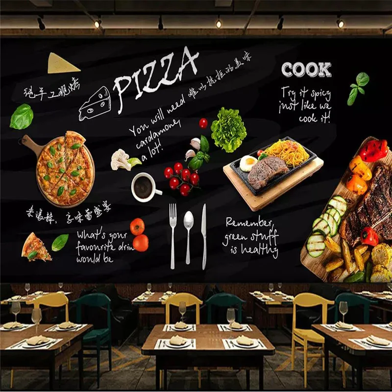 Пользовательские обои черный ручная роспись итальянская пиццерия магазин