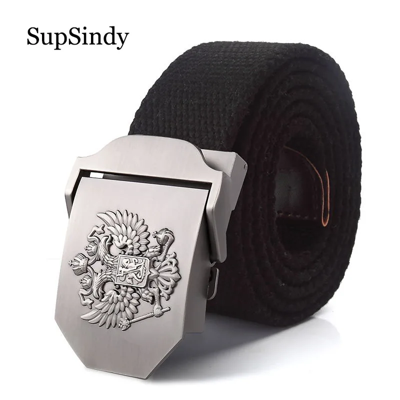 

SupSindy Men Canvas Belt Russian Metal Buckle Soviet CCCP Army Military Tactical Belts for Women Jeans Waistband Male Strap