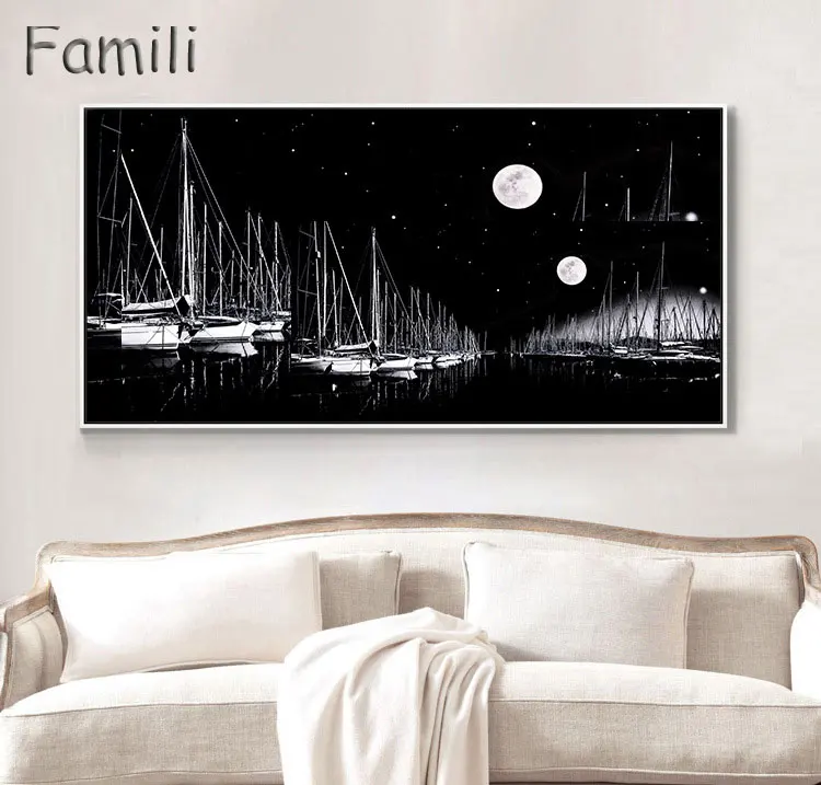 Painted blue seascape wall painting peaceful Quiet night of harbor canvas picture Boat scenery Home Decor Canvas Painting
Painted blue seascape wall painting peaceful Quiet night of harbor canvas picture Boat scenery Home Decor Canvas Painting