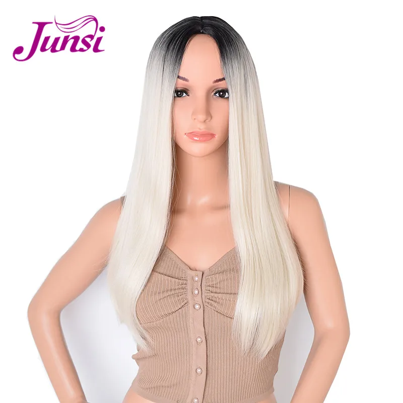 JUNSI Long Straight Black Roots Ombre Light Golden Wig for Women African American Heat Resistant Synthetic Wigs
JUNSI Long Straight Black Roots Ombre Light Golden Wig for Women African American Heat Resistant Synthetic Wigs