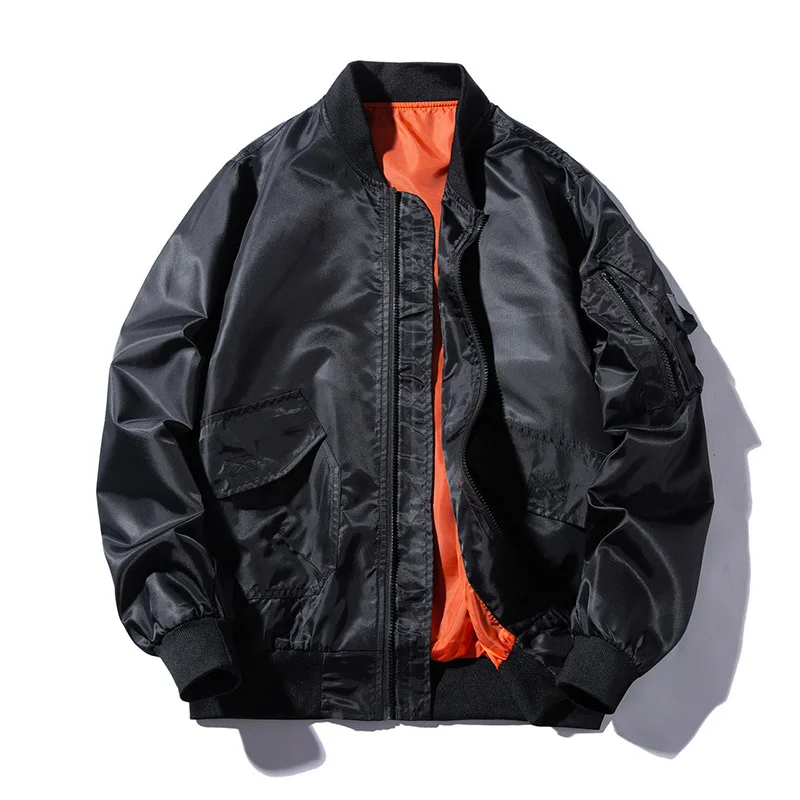 MA-1 Water Resistant Reversible Men/'s Flight Pilot Bomber Jacket Black Orange