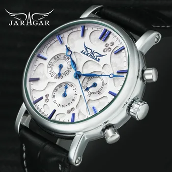 JARAGAR Top Brand Luxury Auto Mechanical Watch Men Leather Strap Ocean Blue 3 Dial 6 Hands Diamond Fashion Dress Wrist Watches
JARAGAR Top Brand Luxury Auto Mechanical Watch Men Leather Strap Ocean Blue 3 Dial 6 Hands Diamond Fashion Dress Wrist Watches