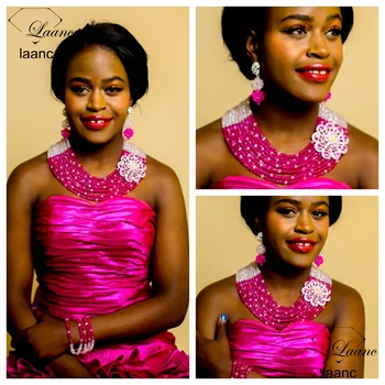 Laanc Brand Indian Bridal Jewellery Nigerian Wedding African Beads Bridesmaids Jewelry Set Crystal Clear Hot Pink Necklace AL267
Laanc Brand Indian Bridal Jewellery Nigerian Wedding African Beads Bridesmaids Jewelry Set Crystal Clear Hot Pink Necklace AL267