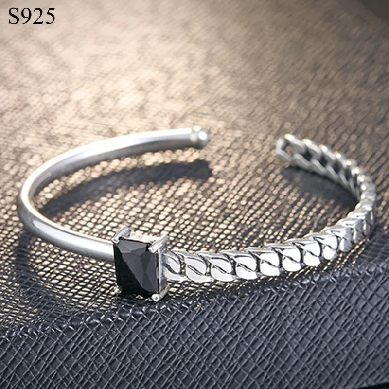 Titanium Real Pure Solid 925 Sterling Silver Bangles for Women Jewelry Black Cubic Zircon Vintage Punk Rock Female Hand Band
Titanium Real Pure Solid 925 Sterling Silver Bangles for Women Jewelry Black Cubic Zircon Vintage Punk Rock Female Hand Band