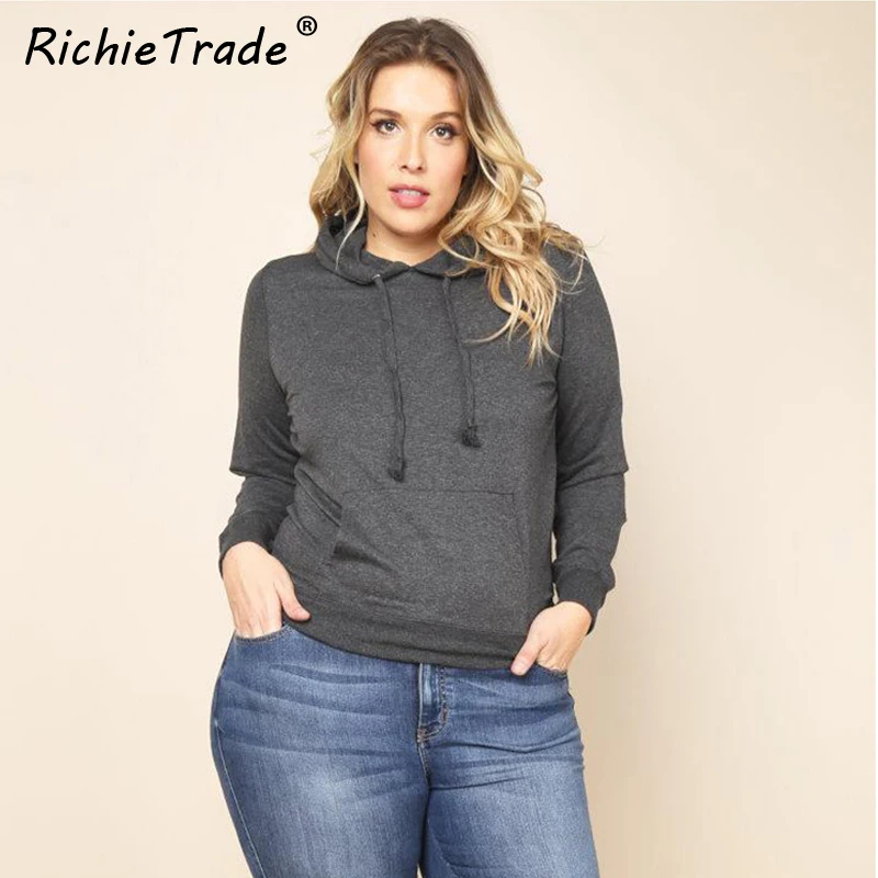 RICHIETRADE Solid Gray Pocket Women Tee Shirt Hooded Cotton Long Sleeve Womens T-Shirt 2017 Plus Size Spring Woman T Shirts
RICHIETRADE Solid Gray Pocket Women Tee Shirt Hooded Cotton Long Sleeve Womens T-Shirt 2017 Plus Size Spring Woman T Shirts