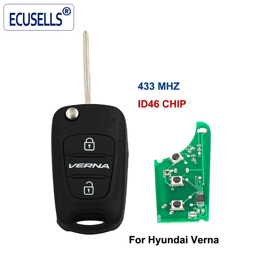 3 Button Replacement Flip Folding Remote Key Fob 433MHZ for Hyundai Verna with ID46 Chip
3 Button Replacement Flip Folding Remote Key Fob 433MHZ for Hyundai Verna with ID46 Chip