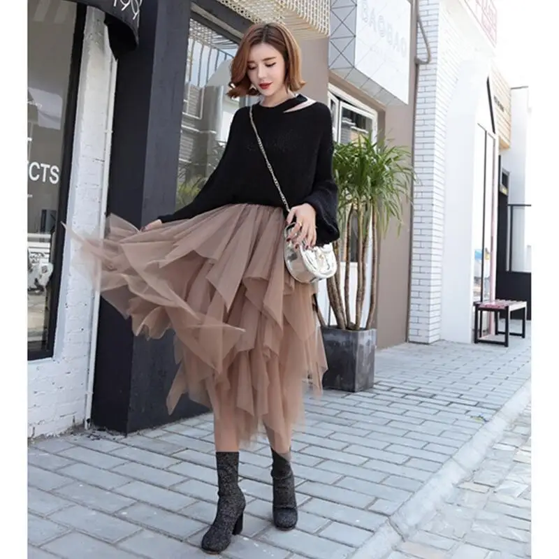 Fashion Elastic High Waist Long Tulle Skirt Women Irregular Hem Mesh Tutu Skirt 2019 Spring Party Skirt Ladies faldas detul
Fashion Elastic High Waist Long Tulle Skirt Women Irregular Hem Mesh Tutu Skirt 2019 Spring Party Skirt Ladies faldas detul