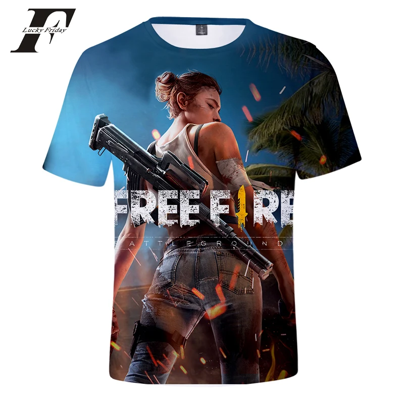 LUCKYFRIDAYF 2018 Free Fire Shooting Game 3D Футболка Мужская/женская летняя футболка забавные