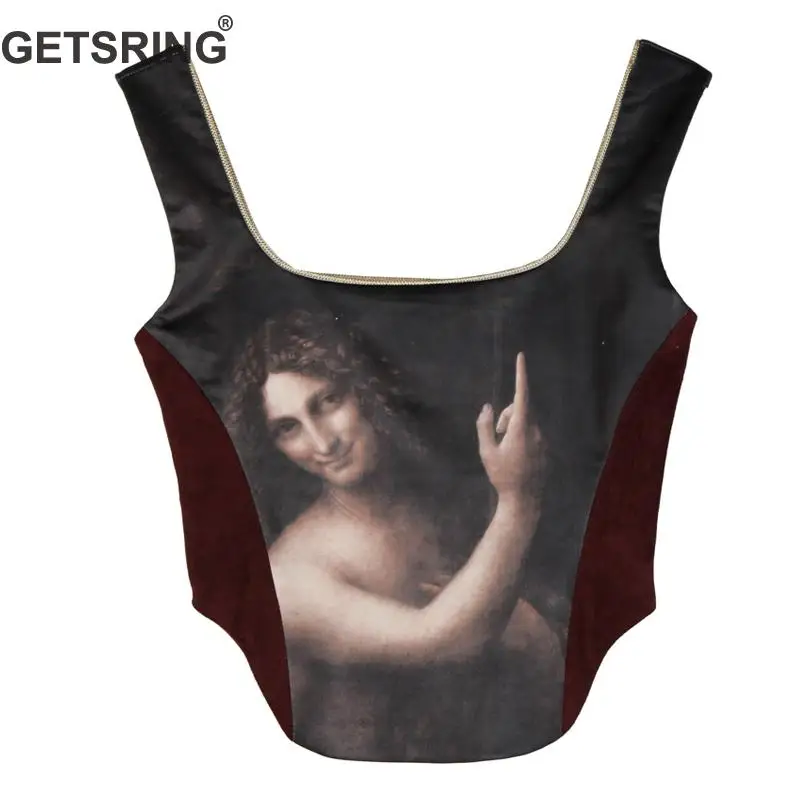 GetSpring Woman Tank Crop top Women Vest Sexy Short Tops Retro Oil Painting Arc Hem All Match Woman Tops Slim Thin Vests 2018
GetSpring Woman Tank Crop top Women Vest Sexy Short Tops Retro Oil Painting Arc Hem All Match Woman Tops Slim Thin Vests 2018